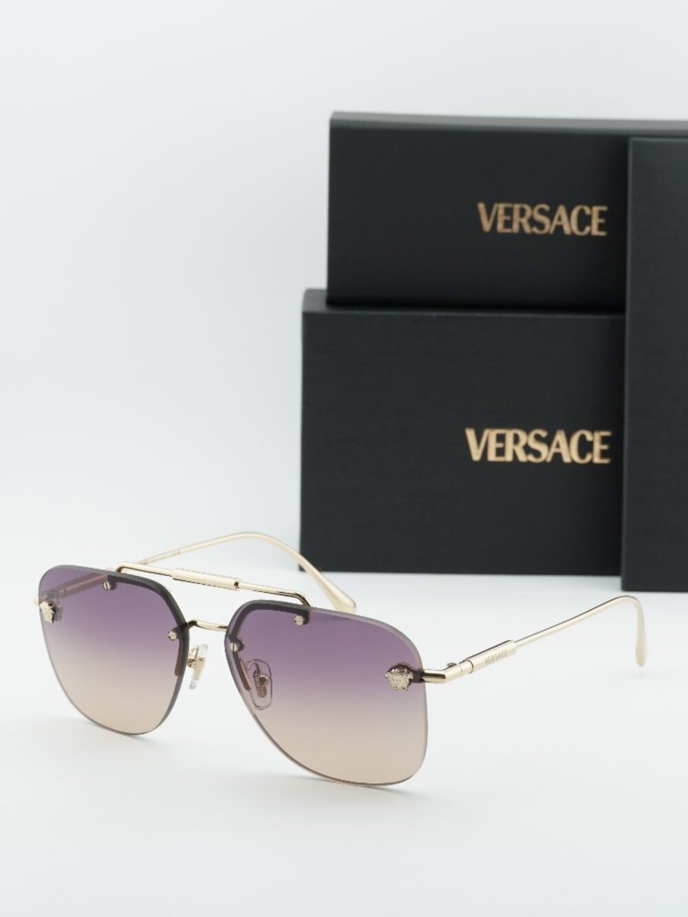 Versace VE2296 125270 Aviator Sunglasses – Gold / Violet